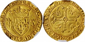 Louis XV and earlier (through 1774)

FRANCE. Ecu d'Or, ND (1422-61). Tournai Mint. Charles VII. NGC MS-61.

3.43 gms. Fr-307; Dup-511; Ciani-633. ...