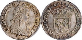 Louis XV and earlier (through 1774)

FRANCE. 1/12 Ecu, 1660-D. Lyon Mint. Louis XIV. PCGS MS-63 Gold Shield.

KM-166.4; Gad-112. Offering a great ...