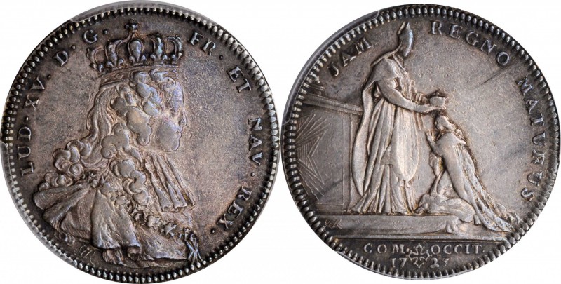 Louis XV and earlier (through 1774)

FRANCE. Crowning of Louis XV Silver Jeton...