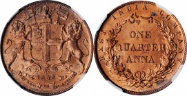 British India

INDIA. East India Company. 1/4 Anna, 1858. NGC MS-64 Red.

KM-463.1. Some speckled cobalt hints are evident near the peripheries, b...
