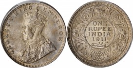 British India

INDIA. Rupee, 1911-(B). Bombay Mint. PCGS MS-62 Gold Shield.

KM-523; S&W-8.15; Prid-217. A pleasing, well struck Rupee with rich d...