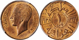 IRAQ

IRAQ. Fils, AH 1357//1938. London Mint. PCGS MS-64 Red Brown Gold Shield.

KM-102. Vibrant and shimmering, this red-brown specimen radiates ...