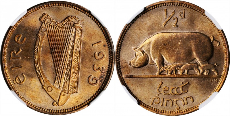 IRELAND

IRELAND. 1/2 Penny, 1939. NGC MS-65 Red Brown.

KM-10. This shimmer...