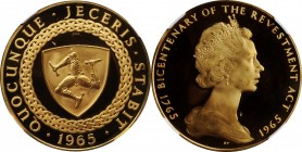 ISLE OF MAN

ISLE OF MAN. 5 Pounds, 1965. NGC PROOF-66 Ultra Cameo.

Fr-1; KM-17a. AGW: 1.1775 oz. Mintage: 500. Superbly produced with exceptiona...