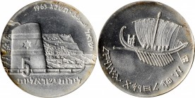 ISRAEL

ISRAEL. 5 Lirot, 1963. PCGS MS-64 Gold Shield.

Dav-263; KM-39. Mintage: 5,960. Struck to commemorate the 15th anniversary of independence...