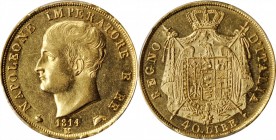 Italian States (including Papal and Vatican City)

ITALY. Kingdom of Napoleon. 40 Lire, 1814-M. Milan Mint. Napoleon I of France. PCGS AU-58 Gold Sh...