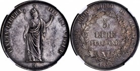 Italian States (including Papal and Vatican City)

ITALY. Lombardy-Venetia. 5 Lire, 1848-M. Milan Mint. NGC MS-63.

KM-C-22.1. Short stems variety...