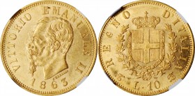 Italian Kingdom to current (since 1861)

ITALY. Kingdom. 10 Lire, 1863-T BN. Turin Mint. Vittorio Emanuele II. NGC MS-61.

18.5mm. Fr-15; KM-9.2. ...