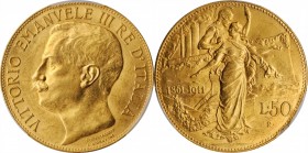 Italian Kingdom to current (since 1861)

ITALY. Kingdom. 50 Lire, 1911-R. Rome Mint. PCGS MS-63 Gold Shield.

Fr-25; KM-54. 50th Anniversary of th...
