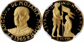 MALTA

MALTA. 5 Scudi, 1965. NGC PROOF-68 Ultra Cameo.

Fr-8. Mintage: 1,000. Possessing thick frost over the designs and deep mirror-like qualiti...