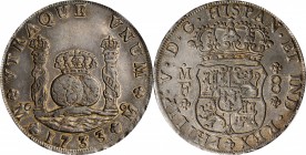 Pillars

MEXICO. 8 Reales, 1733-Mo MF. Mexico City Mint. Philip V. PCGS AU-50 Gold Shield.

KM-103; Cal-Type 146 #776; Gil-M-8-5; FC-3a. A SCARCE ...