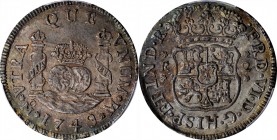 Pillars

MEXICO. 2 Reales, 1749-Mo M. Mexico City Mint. Ferdinand VI. PCGS AU-58 Gold Shield.

KM-86.1; Cal-Type 107 #489; Yonaka-M2-49. A very at...