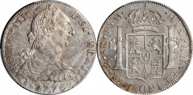 Portraits

MEXICO. 8 Reales, 1776-Mo FM. Mexico City Mint. Charles III. PCGS Genuine--Scratch, Unc Details Gold Shield.

KM-106.2. A great date ow...