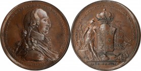Portraits

MEXICO. Bronze Proclamation Medal, 1789. Charles IV. NGC MS-65 Brown.

Grove-C-26c. Commemorating the Proclamation of Charles IV, desig...