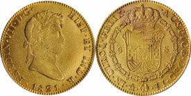 Portraits

MEXICO. 8 Escudos, 1821-Mo JJ. Mexico City Mint. Ferdinand VII. PCGS Genuine--Cleaned, AU Details Gold Shield.

Fr-52; KM-62.2; Cal-Typ...