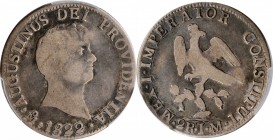 Empire of Iturbide

MEXICO. 2 Reales, 1822-Mo JM. Mexico City Mint. Augustin I Iturbide. PCGS VG-10 Gold Shield.

KM-303. A well circulated but wh...