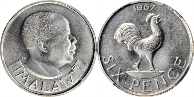 MALAWI

MALAWI. 6 Pence, 1967. London or Llantrisant Mint. PCGS SPECIMEN-66 Go...