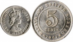 MALAYA AND BRITISH BORNEO

MALAYA AND BRITISH BORNEO. 5 Cents, 1961. PCGS SPECIMEN-65 Gold Shield.

KM-1. Quite RARE and difficult to encounter, t...
