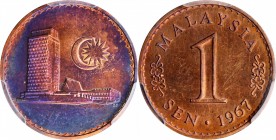 MALAYSIA

MALAYSIA. Sen, 1967. London or Llantrisant Mint. PCGS SPECIMEN-64 Red Brown Gold Shield.

KM-1. One of the better examples of this type ...