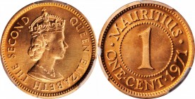 MAURITIUS

MAURITIUS. Cent, 1971. PCGS SPECIMEN-66 Red Gold Shield.

KM-31. Surpassed in the PCGS census by just three examples, this enticing Gem...