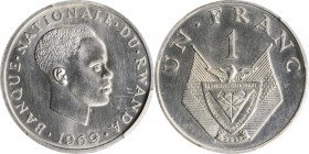 RWANDA

RWANDA. Franc, 1969. PCGS PROOF-66 Gold Shield.

KM-8. A VERY RARE and satisfying proof issue, this shimmering Gem presents highly mirrore...