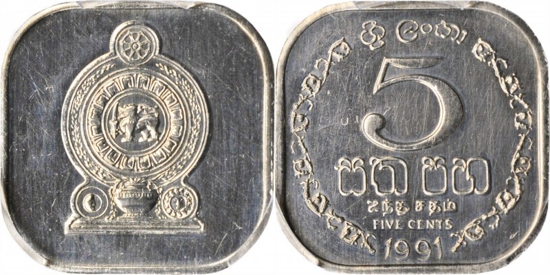 SRI LANKA

SRI LANKA. 5 Cents, 1991. Llantrisant Mint. PCGS PROOF-64 Gold Shie...