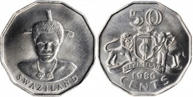 SWAZILAND

SWAZILAND. 50 Cents, 1986. PCGS SPECIMEN-67 Gold Shield.

KM-43. Presenting quality that would be rather difficult to exceed, this trem...