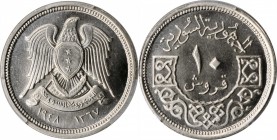 SYRIA

SYRIA. 10 Qirsh, AH 1367//1948. PCGS SPECIMEN-68 Gold Shield.

KM-83. Vibrant and shimmering, this stunning specimen presents a bit of a ca...