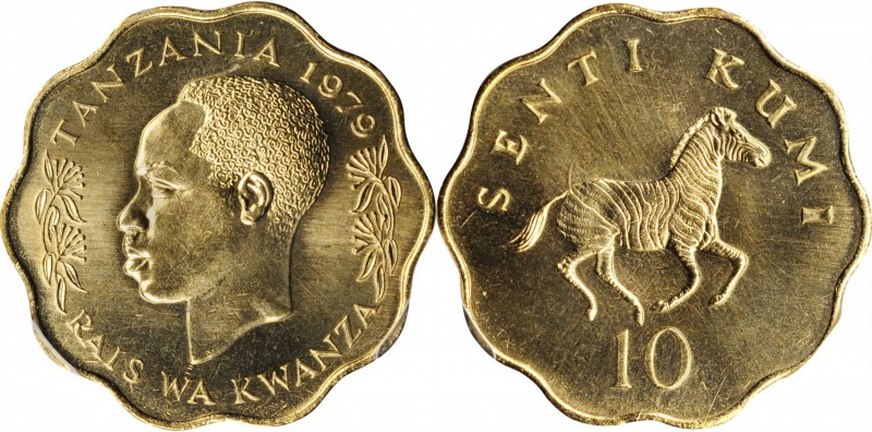 TANZANIA

TANZANIA. 10 Senti, 1979. PCGS SPECIMEN-67 Gold Shield.

KM-11. Sc...