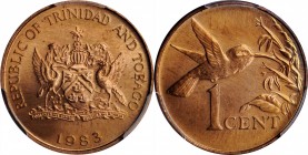 TRINIDAD & TOBAGO

TRINIDAD & TOBAGO. Cent, 1983. Franklin Mint. PCGS SPECIMEN-66 Red Gold Shield.

KM-29. A stunning and superb Gem, offering ful...