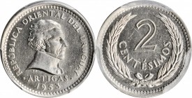 URUGUAY

URUGUAY. 2 Centesimos, 1953. London Mint. PCGS SPECIMEN-64 Gold Shield.

KM-33. An alluring one-year type, this shimmering near-Gem prese...