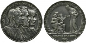 Polonia Devastata, Medal 1915
Medal Polonia Devastata z 1915 roku, autorstwa Jana Wysockiego.
Awers: popiersia biskupa Adama Sapiehy, Henryka Sienkiew...