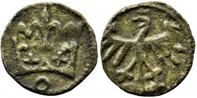 Casimir IV Jagiellon, Denarius no date
Moneta przypisywana dawniej Janowi Olbrachtowi, ze względu na znak kolisty pod koroną, który wówczas zakwalifik...