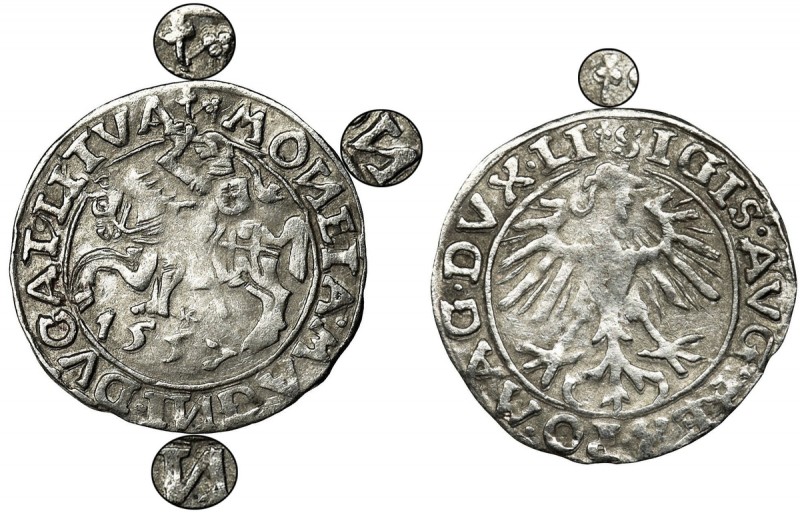 Sigismund II August, Halfgroat Vilnius 1557 - two trefoils - UNLISTED, VERY RARE...