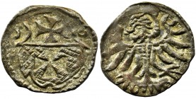 Sigismund II August, Denarius Elbing 1556
Rzadsza i ciekawa typologicznie moneta w pięknym stanie zachowania.&nbsp;
Dobrze wybita z wyraźnym blaskiem ...