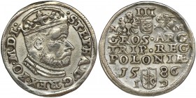 Stephen Bathory, 3 Groschen Olkusz 1586 - NH PO
Bardzo ładny egzemplarz.
Odmiana z inicjałami NH Howla de Kolpino, przy Orle i Pogoni, PO w tytulaturz...