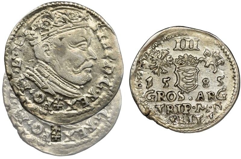 Stephen Bathory, 3 Groschen Vilnius 1585 - herb Prus z grotem
Ładna moneta z obu...