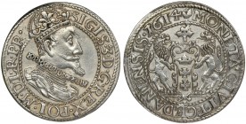 Sigismund III Vasa, 1/4 Thaler Danzig 1614 - RARE
Odmiana z kropką nad łapą niedźwiedzia, znakiem Daniela Cluvera. Wariant z kropką u góry pomiędzy&nb...