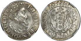 Sigismund III Vasa, 1/4 Thaler Danzig 1615 - NGC MS62 Wyjątkowej urody, nieznacznie rzadszy rocznik orta Zygmunta III Wazy.&nbsp; Znakomity, ostry det...