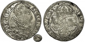 Sigismund III Vasa, 6 Groschen Krakau 1625
Błędnie nabite na siebie litery D i G w tytulaturze króla.
Dobry detal i przyjemny, obustronny blask.
Herb ...