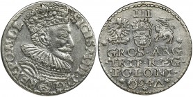 Sigismund III Vasa, 3 Groschen Marienburg 1594
Menniczej świeżości moneta. Przetarte tło.
Odmiana ze skróconą datą u dołu między zamkniętym pierścieni...