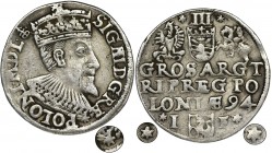 Sigismund III Vasa, 3 Groschen Olkusz 1594 - VERY RARE
Bardzo rzadka odmiana z gwiazdkami na rewersie, trójnoga strzała za koroną, skrócona data za PO...