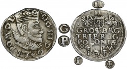 Sigismund III Vasa, 3 Groschen Posen 1594
Odmiana z większą głową króla z płaską koroną z małą lilią. Na rewersie obok herbu Lewart podskarbiego Jana ...