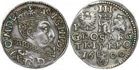 Sigismund III Vasa, 3 Groschen Posen 1600
Odmiana z P przy Orle na rewersie.&nbsp;
Lekkie niedobicia miejscowe, ale bardzo ładna sztuka. Reference: Ig...