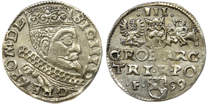Sigismund III Vasa, 3 Groschen Wschowa 1599 - SIG III Odmiana z tytulaturą króla...