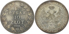 1 1/2 rouble = 10 zloty Warsaw 1841 MW - RARE
Rarer year. Nice specimen.
Rzadki rocznik.&nbsp;
Przyjemny egzemplarz w patynie. Reference: Kuriański Z1...