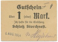 Storchnest (Osieczna), 1 marka 1914 - rzadki
Grade: UNC/AU