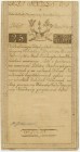 25 złotych 1794 - B - zw. Pieter de Vries & Comp
Banknot z napisowym fragmentem znaku wodnego Pieter de Vries &amp; Comp.
Głęboko złamany prawy, górny...