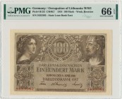 Kaunas 100 mark 1918 - PMG 66 EPQ
Powszechnie dostępny banknot, lecz w stanach emisyjnych niezwykle trudny do zdobycia.&nbsp;
Bezdyskusyjnie jest to n...