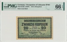 Posen 20 kopecks 1916 - PMG 66 EPQ
Niepozorny, aczkolwiek trudny w stanach bankowych banknot.&nbsp;
Egzemplarz w wyśmienitym stanie zachowania.
Najwyż...